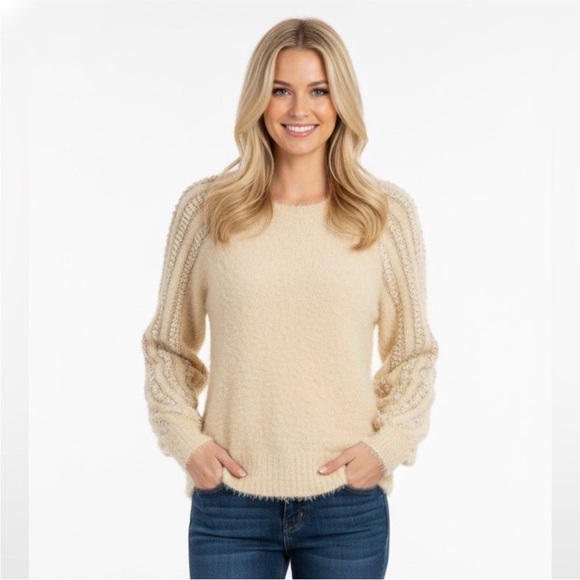 Women’s almond color mohair style sweater size large - Picture 1 of 11